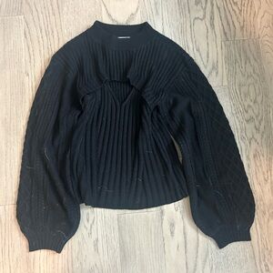 Astr Black Ribbed Knit Sweater